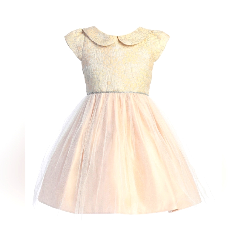 JACQUARD COLLAR TULLE FLOWER